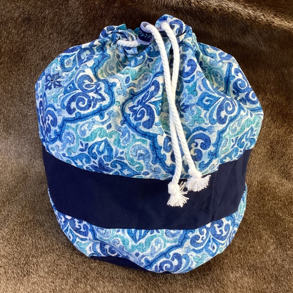 Navy Blue Big Drawstring Slouch Gather Backpack Handbag main image 6